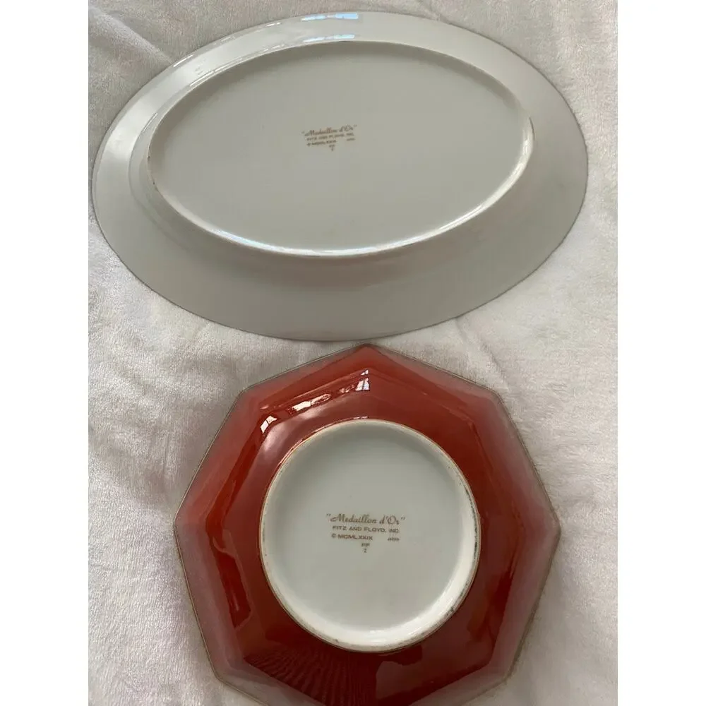 Fitz & Floyd Medallion d’Or  serving bowl and platter